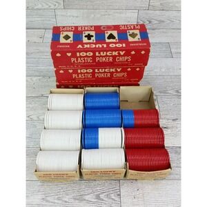 Vintage Lucky Interlocking Plastic Gaming Casino Poker Chips Lot of 279 Chips